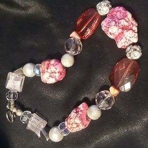 Chunky neck candy glass beaded statement collar necklace . Faux stone